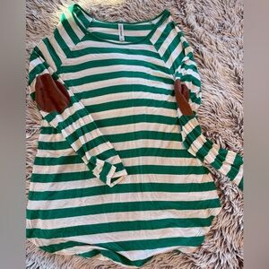 Zenana Outfitters Green and White Striped Top